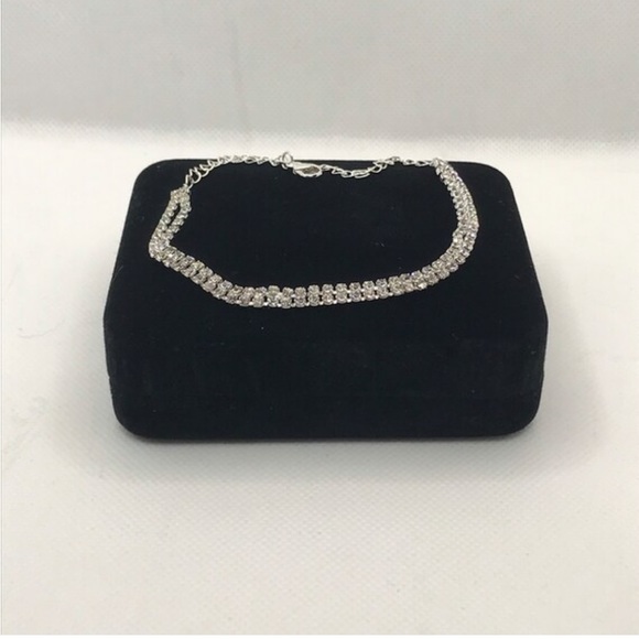 🌴3/$10 - Double Rhinestone Anklet - Silver - Picture 3 of 3
